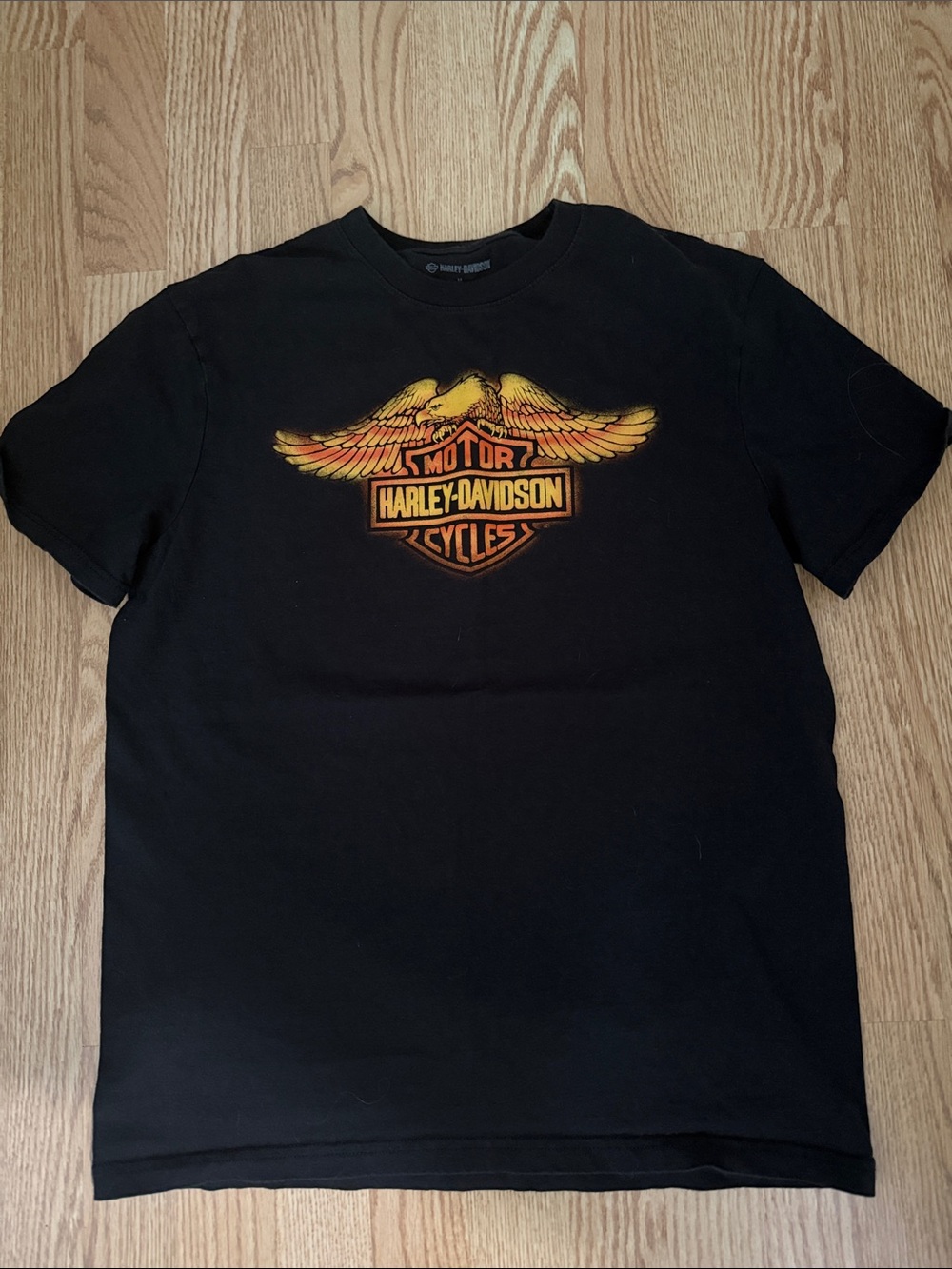 Harley-Davidson Black Tee with Yellow-Orange Winged Logo